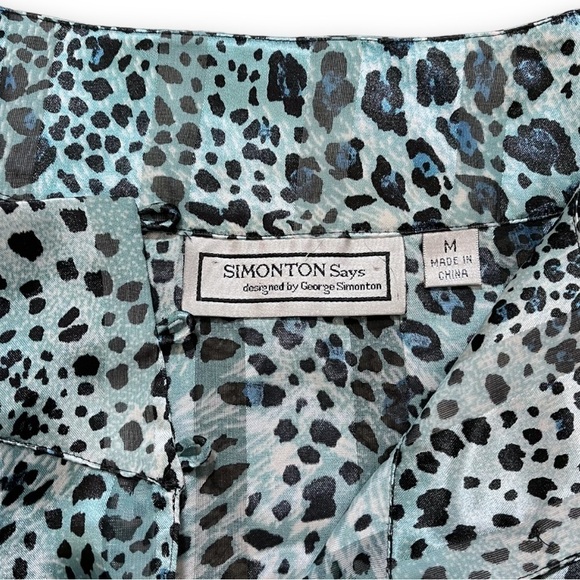 Simonton Says Animal Print Semi Sheer Blouse sz M - Picture 4 of 14